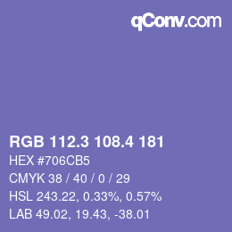 カラーコード: RGB 112.3 108.4 181 | qconv.com