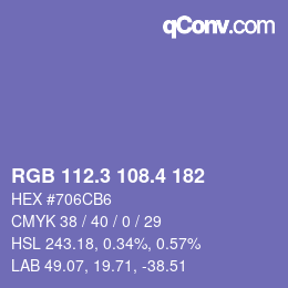 カラーコード: RGB 112.3 108.4 182 | qconv.com