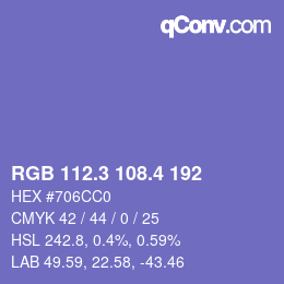 カラーコード: RGB 112.3 108.4 192 | qconv.com