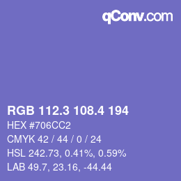 カラーコード: RGB 112.3 108.4 194 | qconv.com