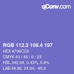 カラーコード: RGB 112.3 108.4 197 | qconv.com