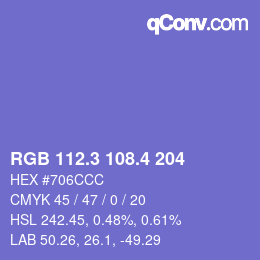 カラーコード: RGB 112.3 108.4 204 | qconv.com