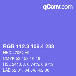 カラーコード: RGB 112.3 108.4 233 | qconv.com