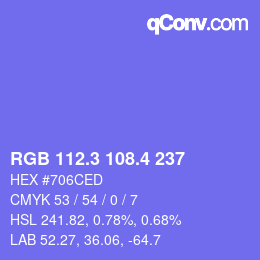 カラーコード: RGB 112.3 108.4 237 | qconv.com
