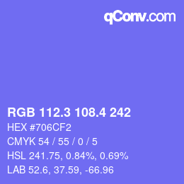 カラーコード: RGB 112.3 108.4 242 | qconv.com