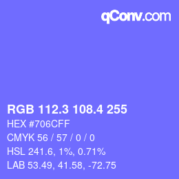 カラーコード: RGB 112.3 108.4 255 | qconv.com
