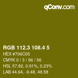 カラーコード: RGB 112.3 108.4 5 | qconv.com
