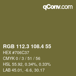 カラーコード: RGB 112.3 108.4 55 | qconv.com