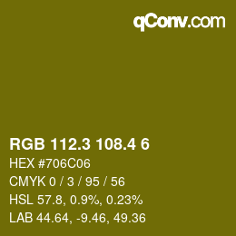 カラーコード: RGB 112.3 108.4 6 | qconv.com