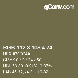 カラーコード: RGB 112.3 108.4 74 | qconv.com