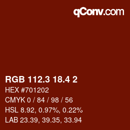 カラーコード: RGB 112.3 18.4 2 | qconv.com