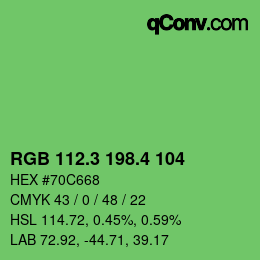 カラーコード: RGB 112.3 198.4 104 | qconv.com