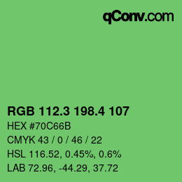 カラーコード: RGB 112.3 198.4 107 | qconv.com
