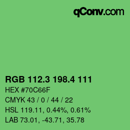 カラーコード: RGB 112.3 198.4 111 | qconv.com