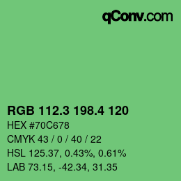 カラーコード: RGB 112.3 198.4 120 | qconv.com