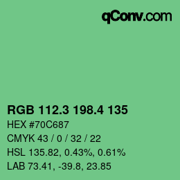 カラーコード: RGB 112.3 198.4 135 | qconv.com