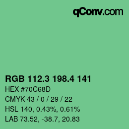 カラーコード: RGB 112.3 198.4 141 | qconv.com
