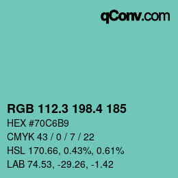 カラーコード: RGB 112.3 198.4 185 | qconv.com
