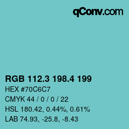 カラーコード: RGB 112.3 198.4 199 | qconv.com