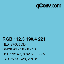 カラーコード: RGB 112.3 198.4 221 | qconv.com