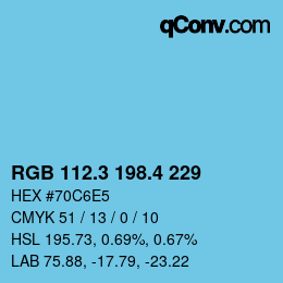 カラーコード: RGB 112.3 198.4 229 | qconv.com