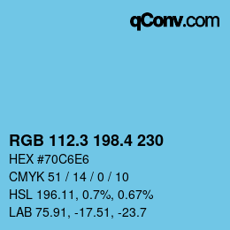 カラーコード: RGB 112.3 198.4 230 | qconv.com
