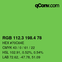 カラーコード: RGB 112.3 198.4 78 | qconv.com