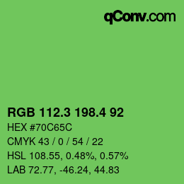 カラーコード: RGB 112.3 198.4 92 | qconv.com