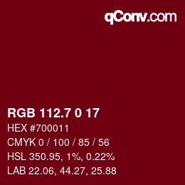 カラーコード: RGB 112.7 0 17 | qconv.com