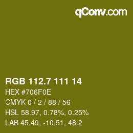 カラーコード: RGB 112.7 111 14 | qconv.com
