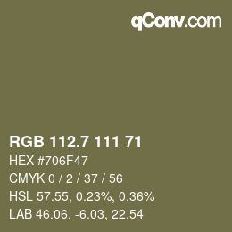 カラーコード: RGB 112.7 111 71 | qconv.com