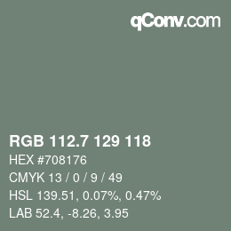 カラーコード: RGB 112.7 129 118 | qconv.com