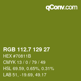 カラーコード: RGB 112.7 129 27 | qconv.com
