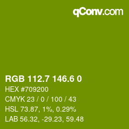 カラーコード: RGB 112.7 146.6 0 | qconv.com