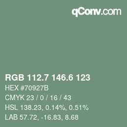 カラーコード: RGB 112.7 146.6 123 | qconv.com