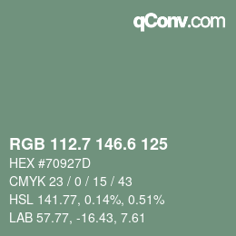 カラーコード: RGB 112.7 146.6 125 | qconv.com