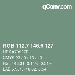 カラーコード: RGB 112.7 146.6 127 | qconv.com