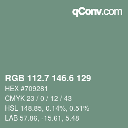 カラーコード: RGB 112.7 146.6 129 | qconv.com