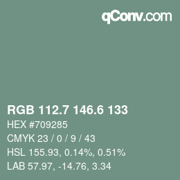 カラーコード: RGB 112.7 146.6 133 | qconv.com