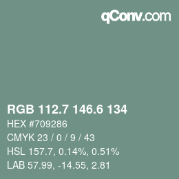 カラーコード: RGB 112.7 146.6 134 | qconv.com