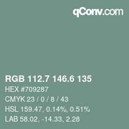 カラーコード: RGB 112.7 146.6 135 | qconv.com