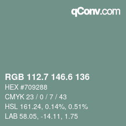 カラーコード: RGB 112.7 146.6 136 | qconv.com