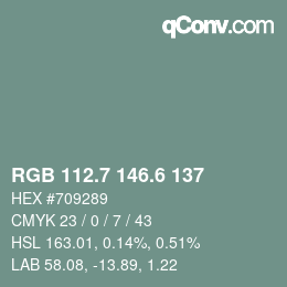 カラーコード: RGB 112.7 146.6 137 | qconv.com