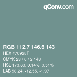 カラーコード: RGB 112.7 146.6 143 | qconv.com