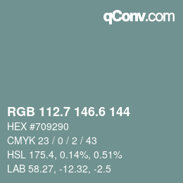 カラーコード: RGB 112.7 146.6 144 | qconv.com