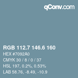 カラーコード: RGB 112.7 146.6 160 | qconv.com