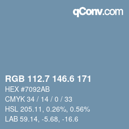 カラーコード: RGB 112.7 146.6 171 | qconv.com