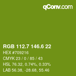 カラーコード: RGB 112.7 146.6 22 | qconv.com