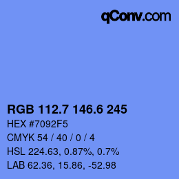 カラーコード: RGB 112.7 146.6 245 | qconv.com