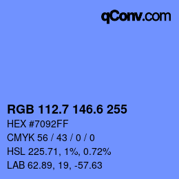 カラーコード: RGB 112.7 146.6 255 | qconv.com